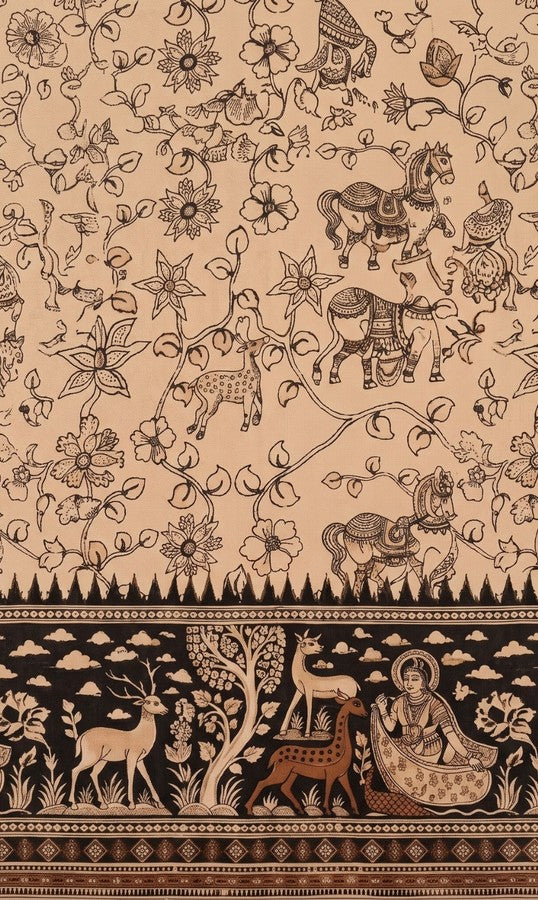 Beige Kalamkari Printed Kurti