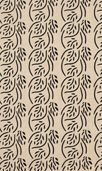 Beige Green Leaf Printed Short Women Kurti