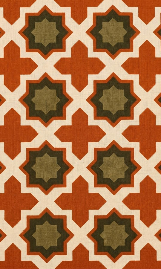 Rust Orange, Beige And Olive Printed Short Kurti