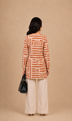 Peach Printed Short Kurti