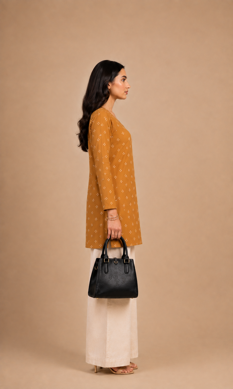 Mustard Bandhani Print Straight Short Kurti