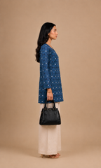Royal Blue Geometric Printed Straight Kurti