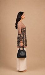 Brown & Black Floral Printed Kurti