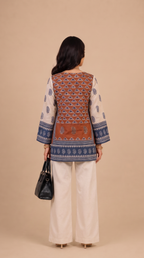 krishna Rust Printed Cotton Short Kurti