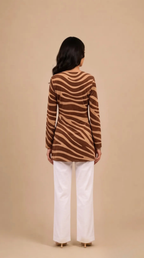Brown Zebra Print Straight Kurti