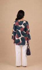 Abstract Earth Tone Print Short Kurti