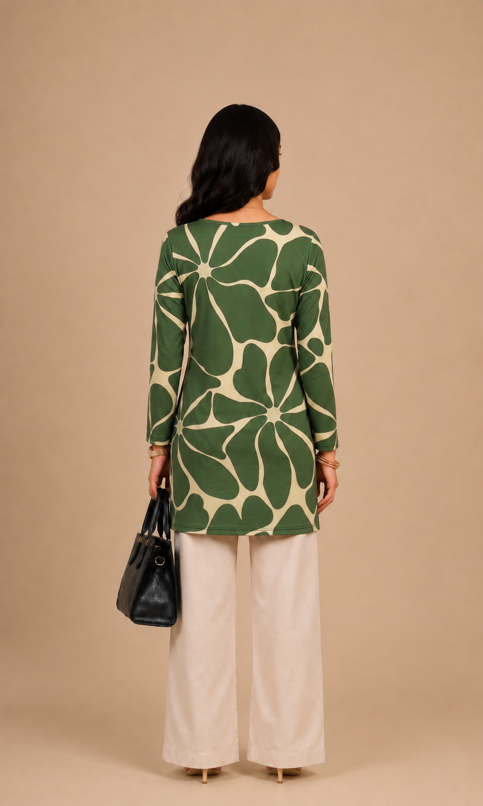 Olive Green Printed Short Kurti