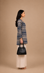 Indigo Ethnic Block Print Cotton Short Kurti