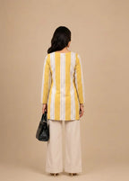 Mustard Yellow & White Striped Short Kurti