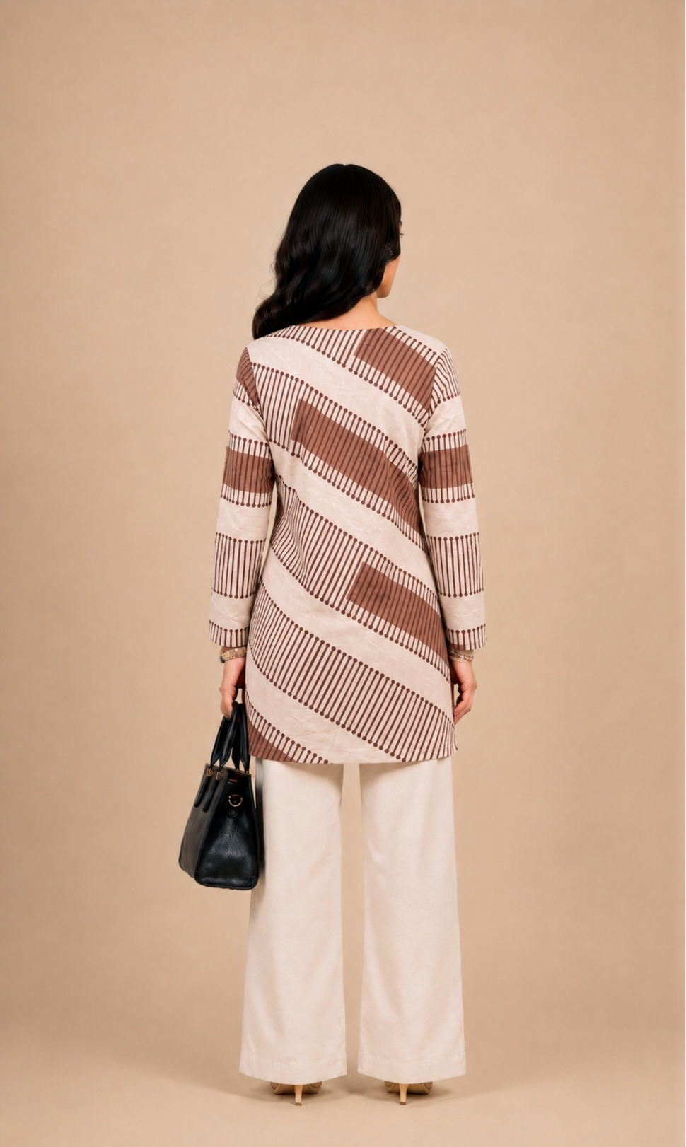 Brown Geometric Printed Short Kurti