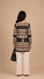 Black & Ivory Printed Short Kurti