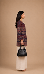 Navy Blue Ethnic Printed Straight short Kurti