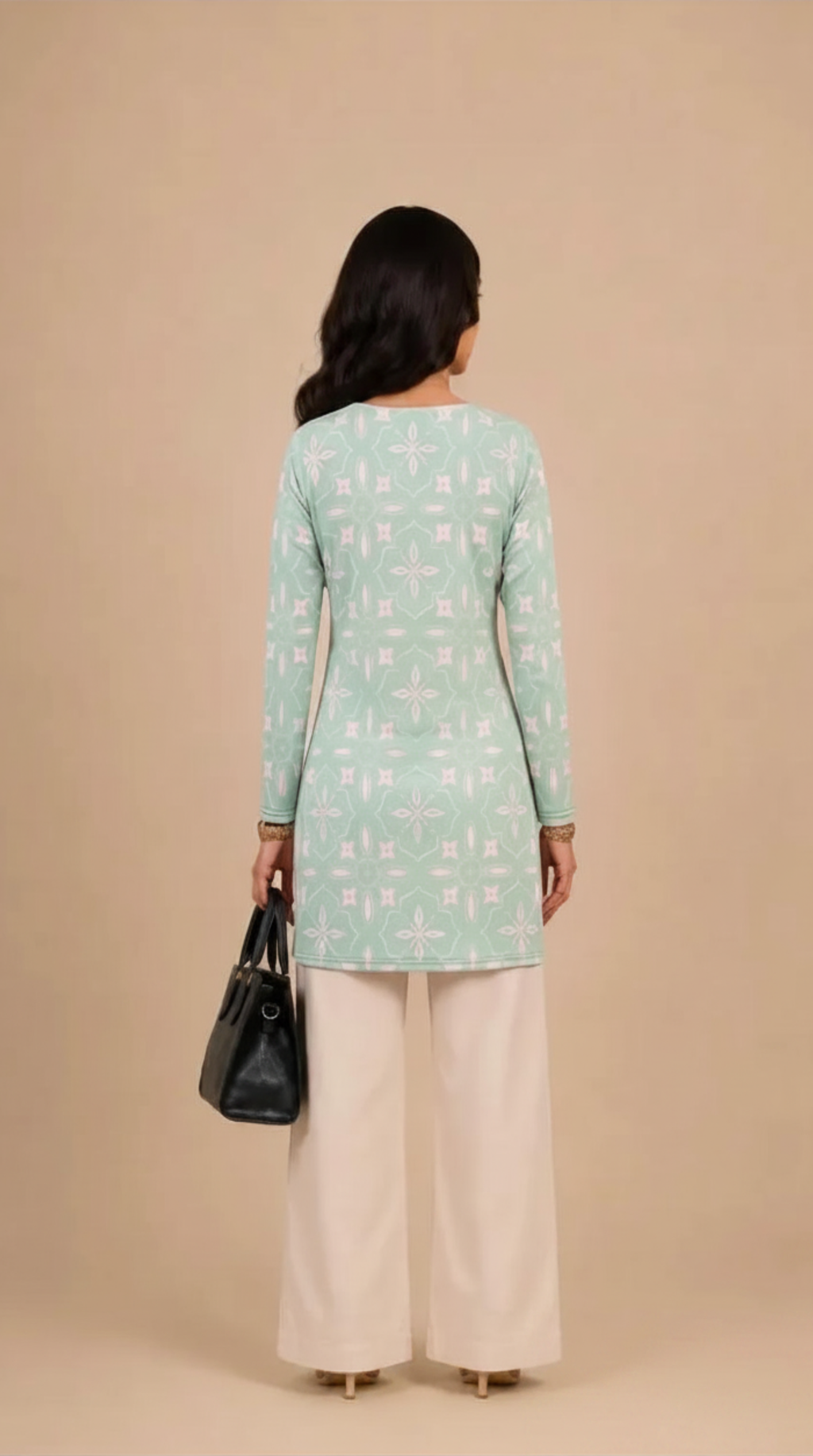 Mint Green floral Printed Kurti