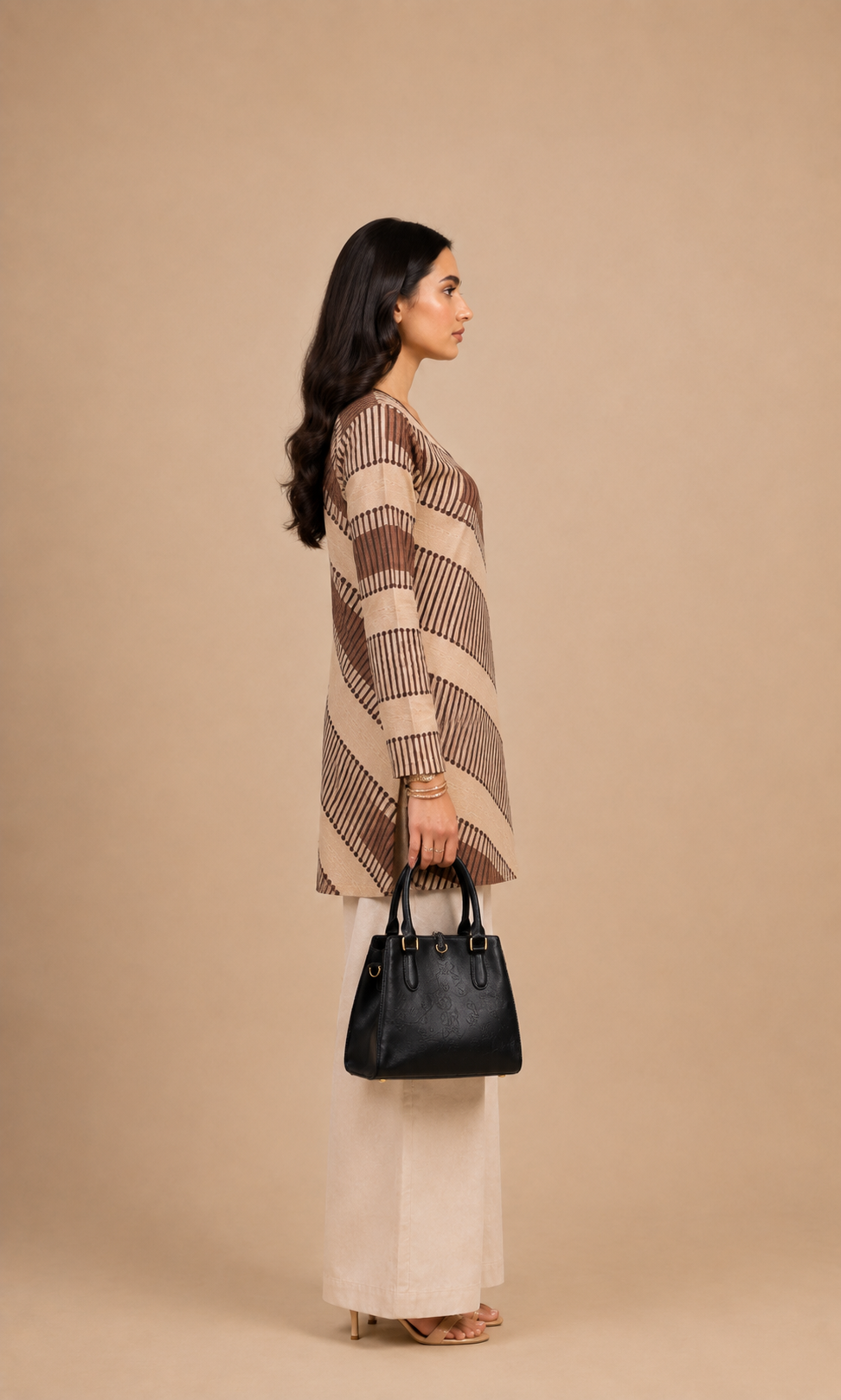 Brown Geometric Printed Short Kurti