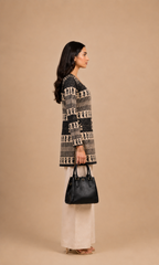 Black & Ivory Printed Short Kurti
