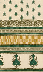 Cream & Green Printed Short Kurti