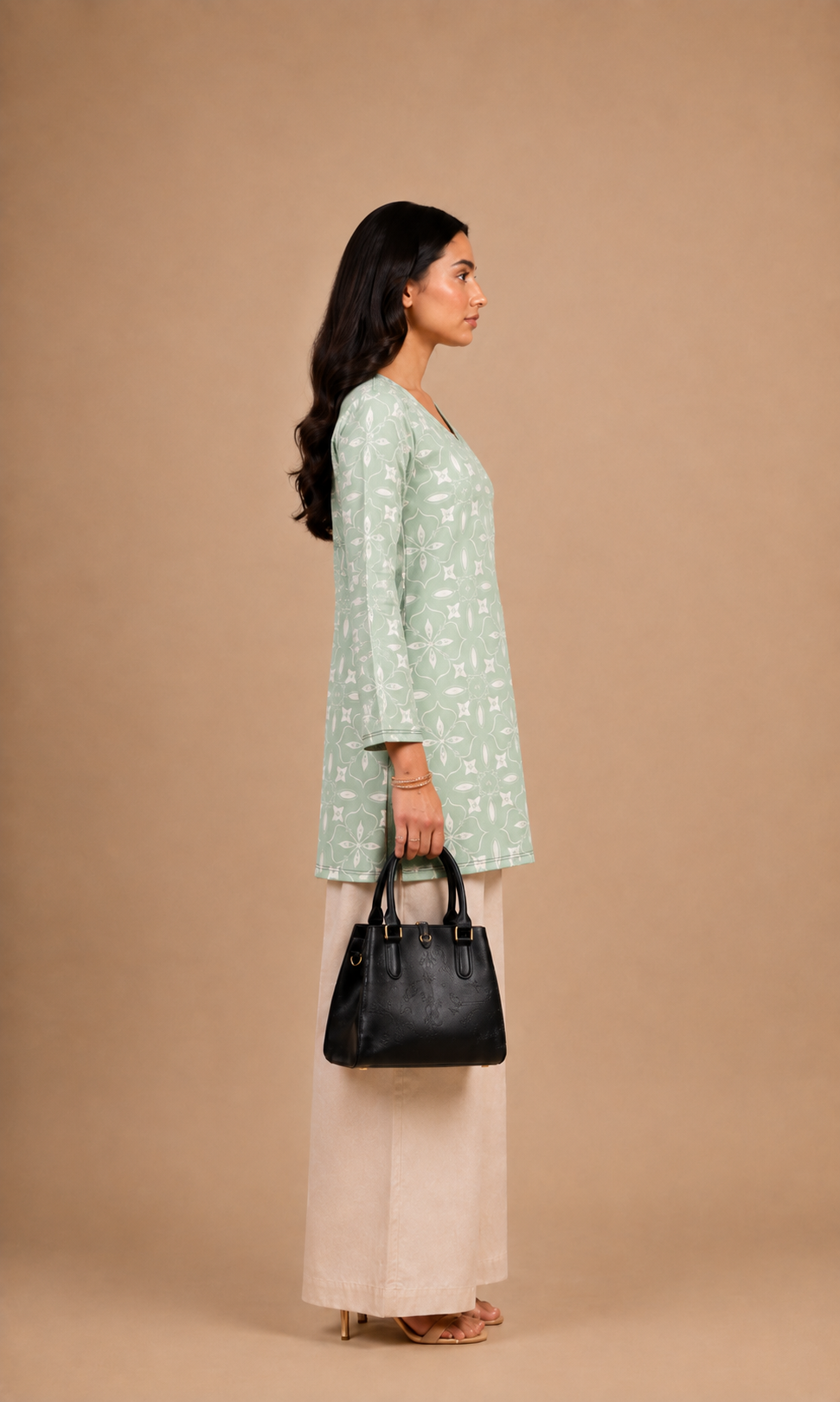 Mint Green floral Printed Kurti
