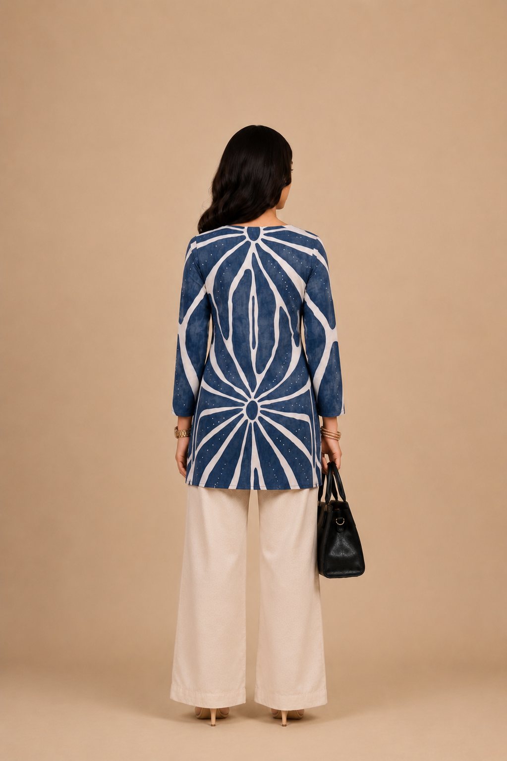 Navy Blue Printed Short Kurti