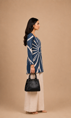 Navy Blue Printed Short Kurti