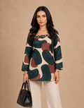 Abstract Earth Tone Print Short Kurti