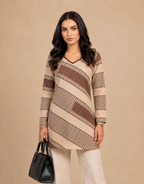 Brown Geometric Printed Short Kurti
