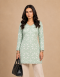 Mint Green floral Printed Kurti