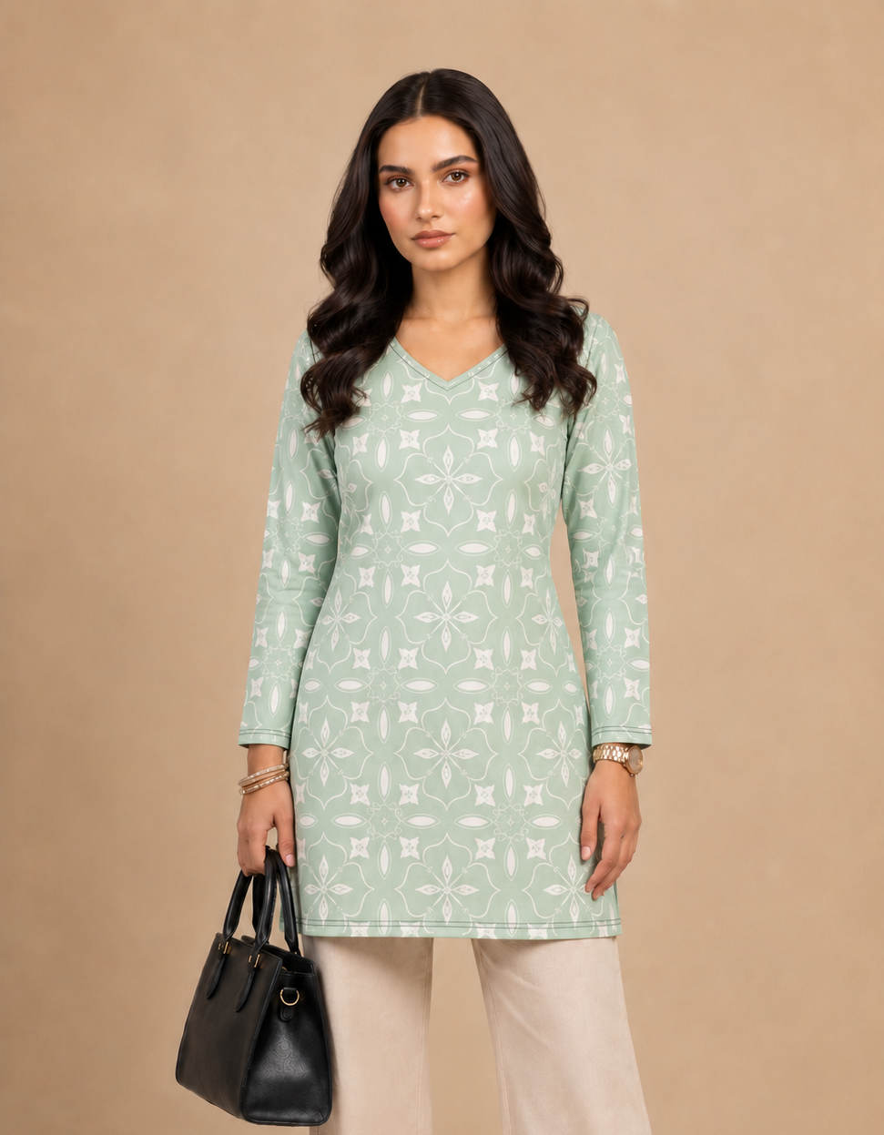 Mint Green floral Printed Kurti