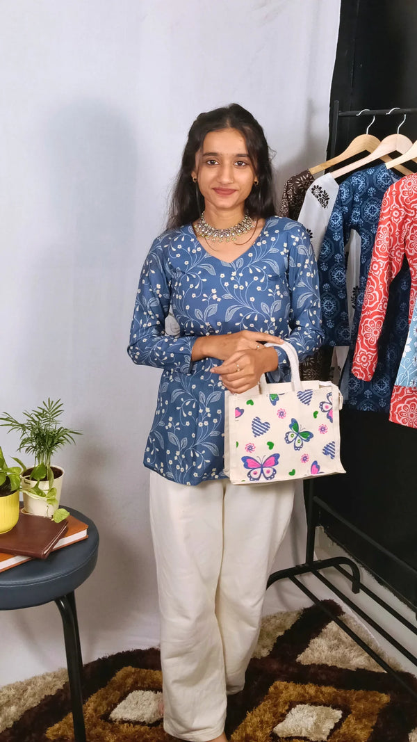 RAADHAA V NECK SHORT KURTI